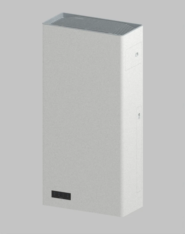 MINI9 前斜侧 CAD 渲染,展示机身正面、侧面舱门和顶部格栅
